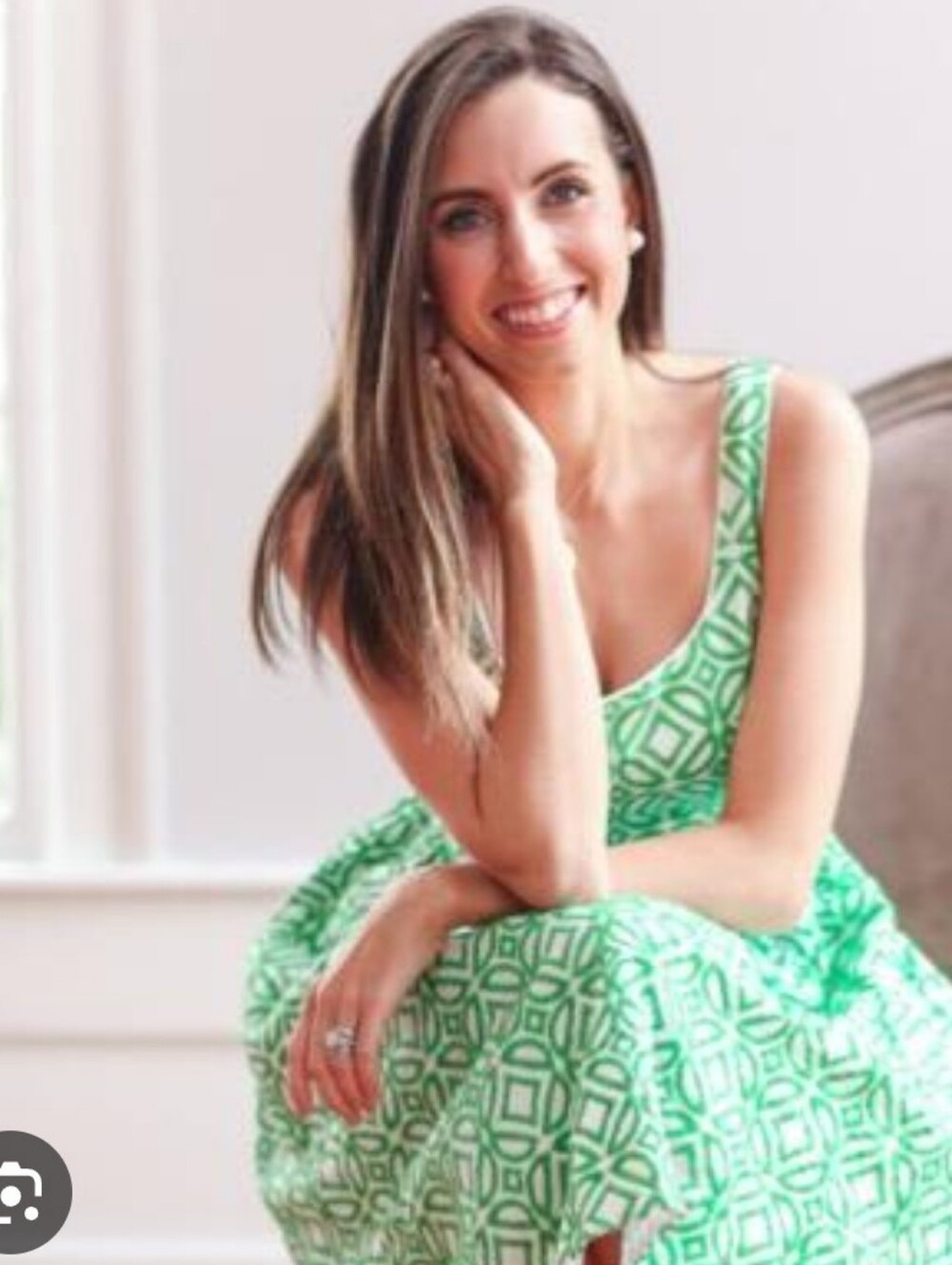 Donna Morgan Green Geometric Print Sleeveless Dress
